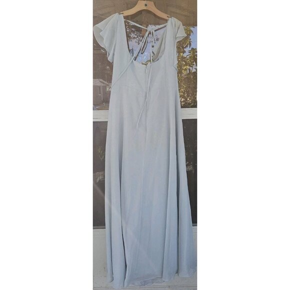 Azazie Bondi A Line Chiffon Ruffle Dress Sky Blue Plus Size 22 - Picture 5 of 7